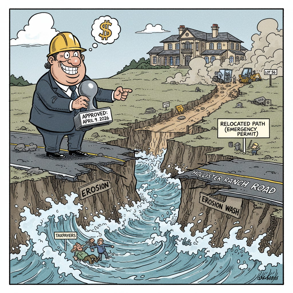 BOOM! HOLLISTER RANCH ROAD RELOCATED! BUREAUCRATS STILL LOST IN PAPERWORK!