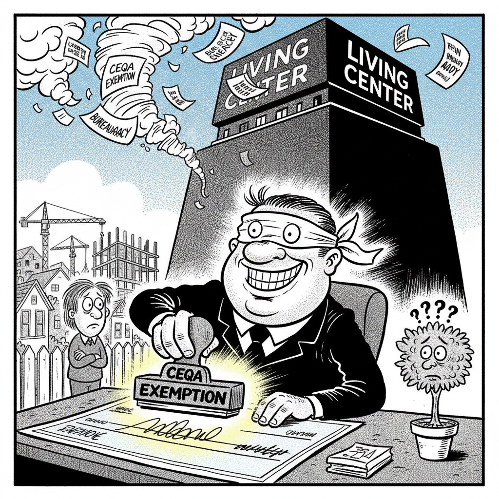 BOS INKS DEAL FOR 'LIVING CENTERS,' CALLS IT 'NOT A PROJECT' IN CLASSIC CEQA DODGE