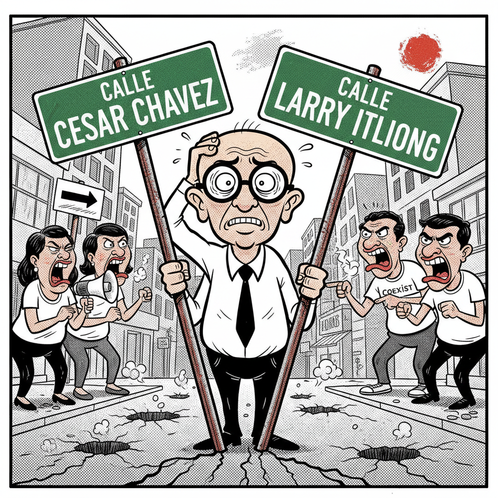 CALLE CESAR CHAVEZ: THEY CAN'T EVEN GET A STREET NAME RIGHT!