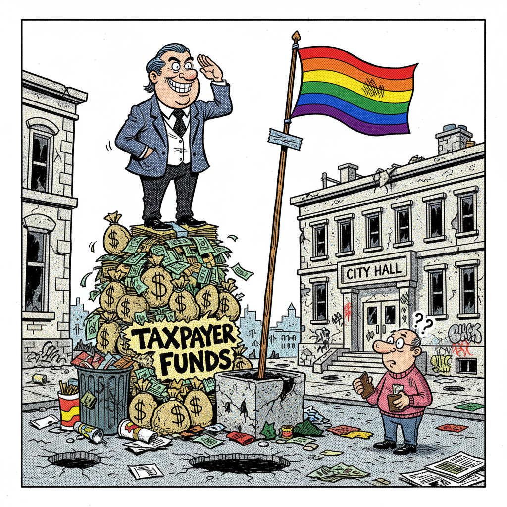 CITY HALL CAVES: PRIDE FLAG FLIES, COMMON SENSE GROUNDED