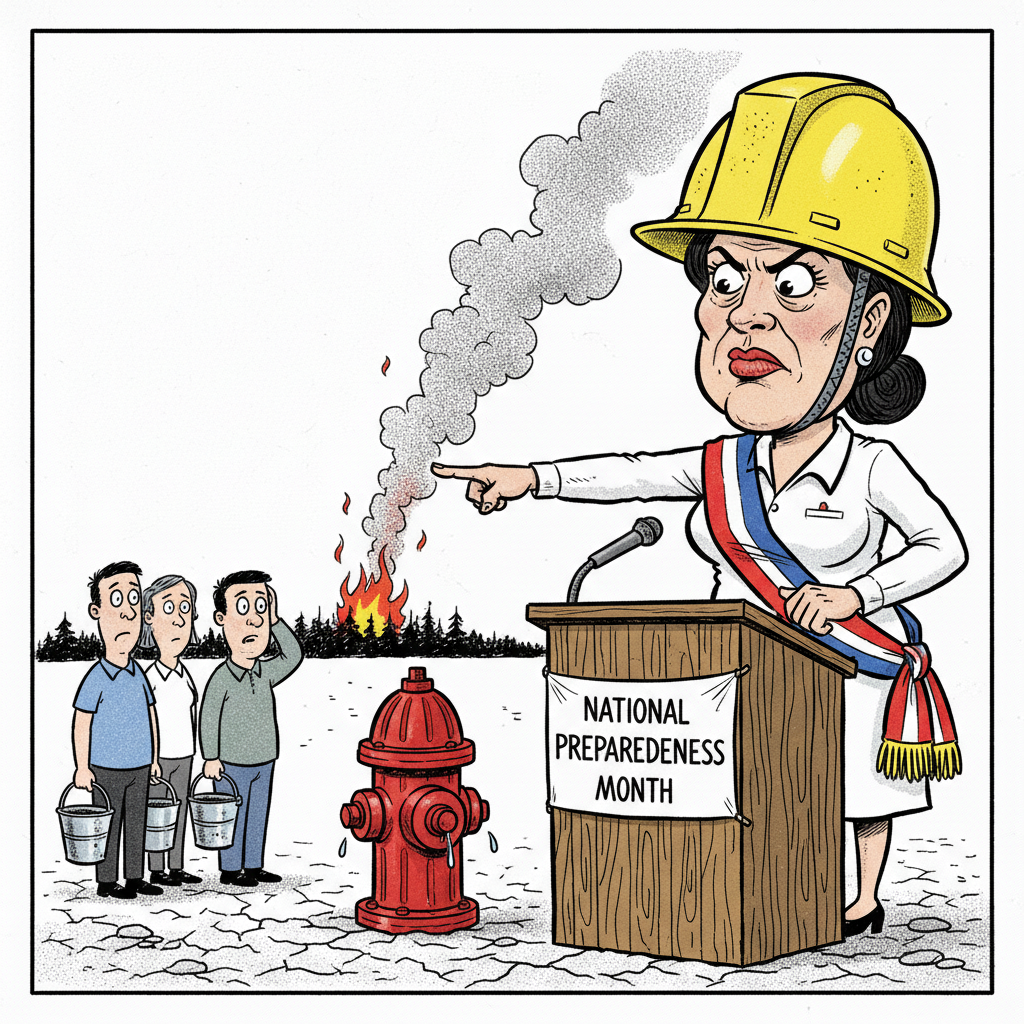 CITY HALL DISCOVERS PREPAREDNESS! SANTA MARIA MAYOR 'PREPARED' FOR PHOTO OP!