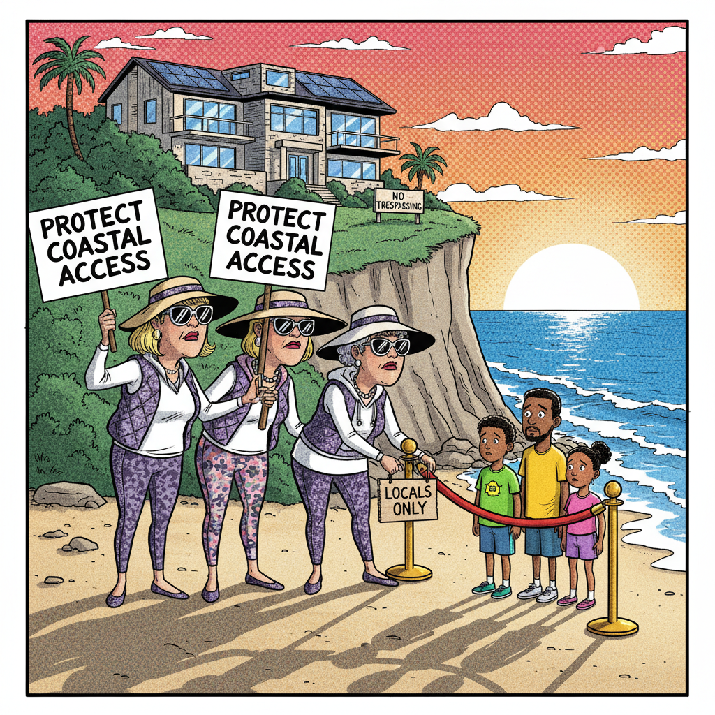 COASTAL ACCESS CRACKDOWN! PROGRESSIVES FEAR POOR PEOPLE MIGHT SEE OCEAN