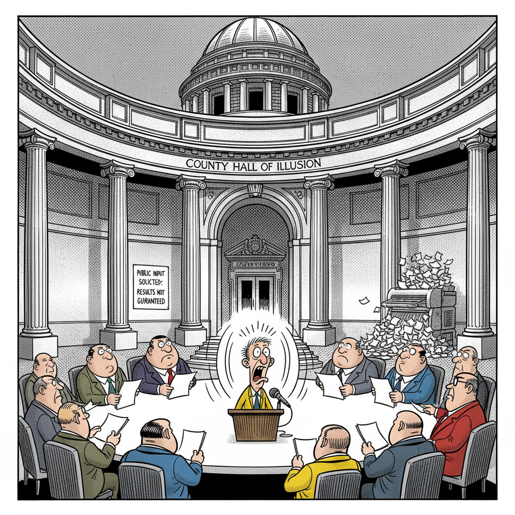 COUNTY ASKS FOR 'PUBLIC OPINION' ON 2027 PLATFORM; BETS ON WHO CARES ARE CLOSED