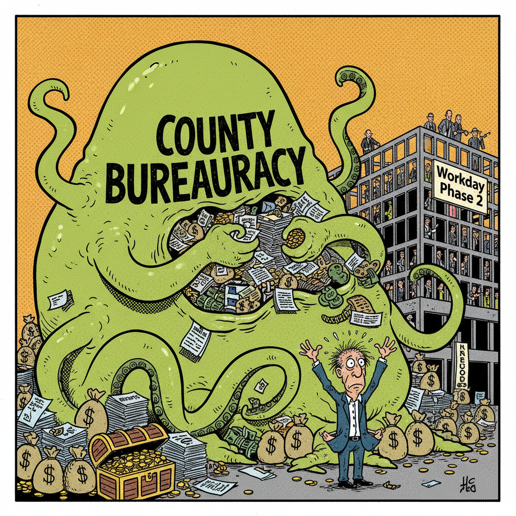 COUNTY STAFF GROWS WHILE WORK GETS ‘WORKDAY’ SLOWER, COSTLIER!