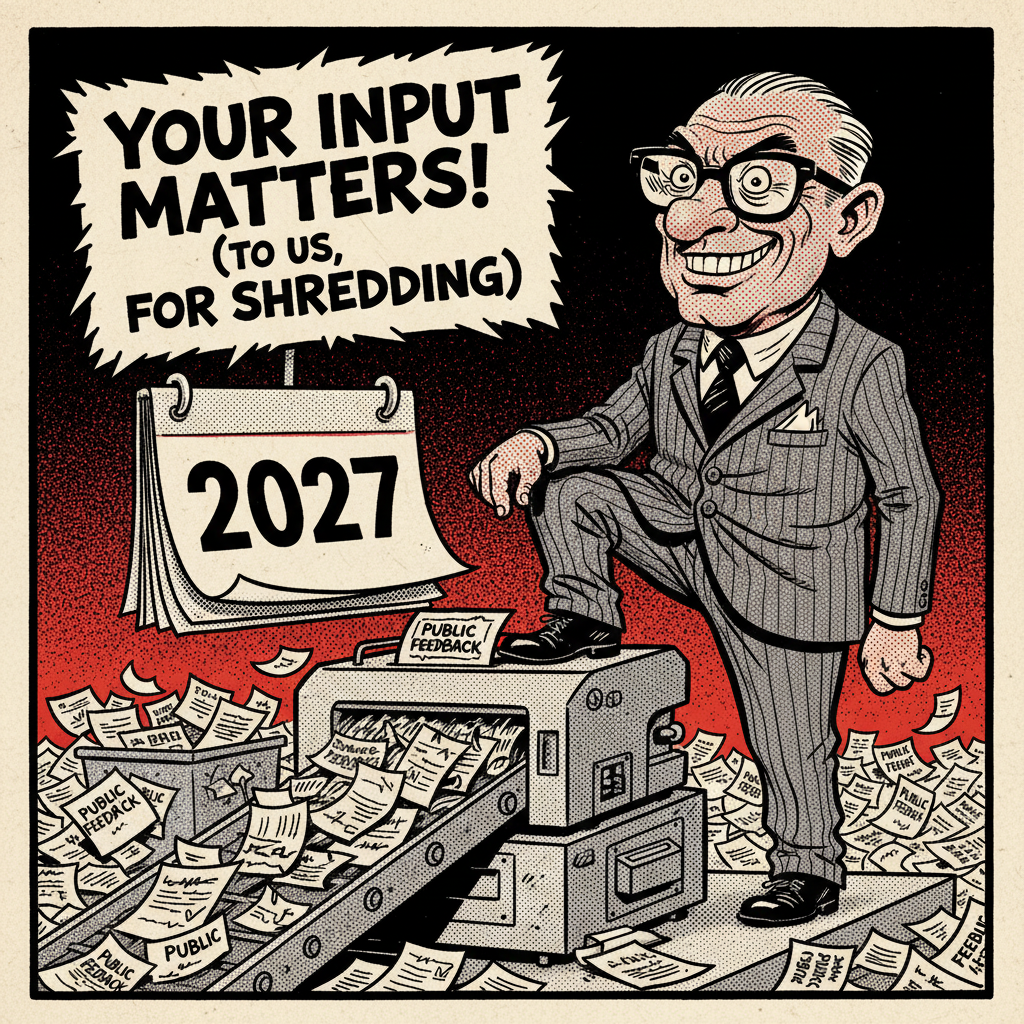 COUNTY TO CITIZENS: TELL US WHAT TO IGNORE IN 2027!