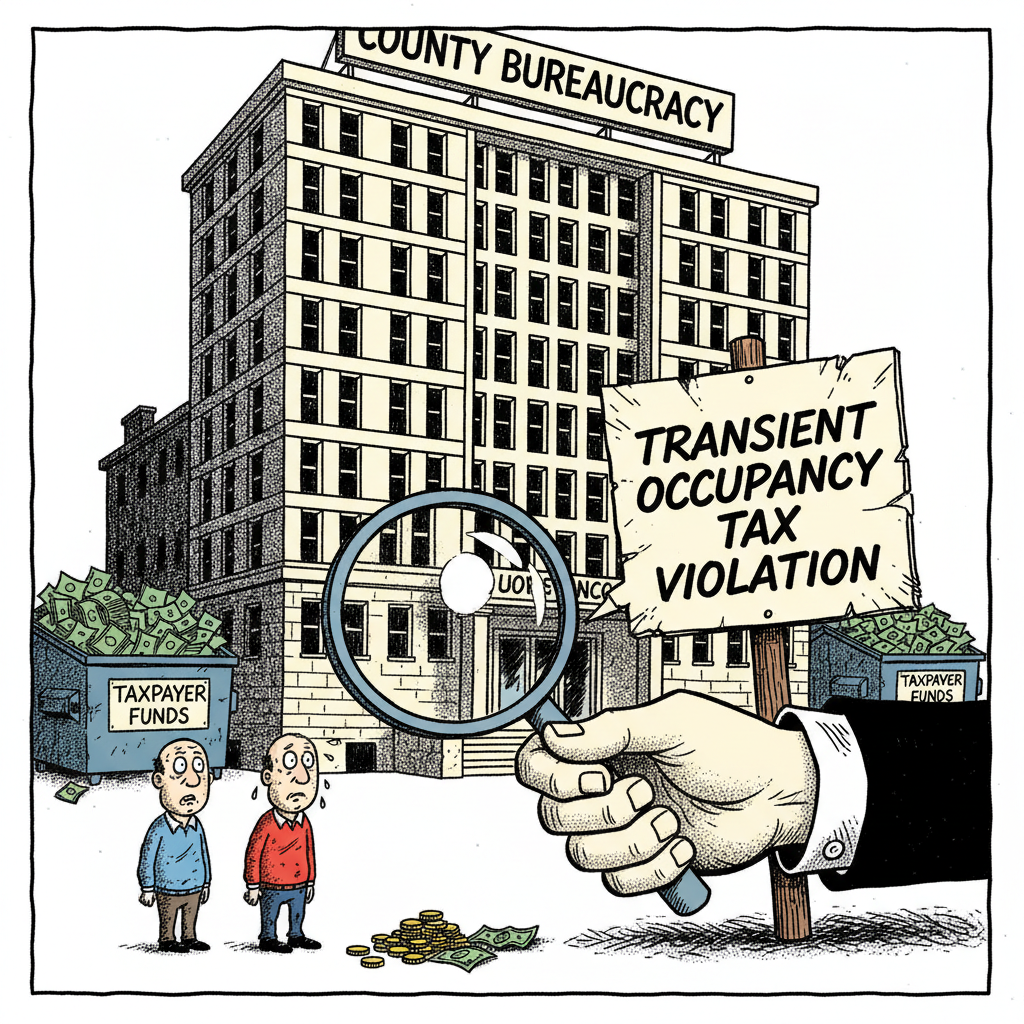 COUNTY TO INDICT AIRBNB HOSTS FOR TAX 'EVASION' WHILE REAL SWINDLERS LAUGH