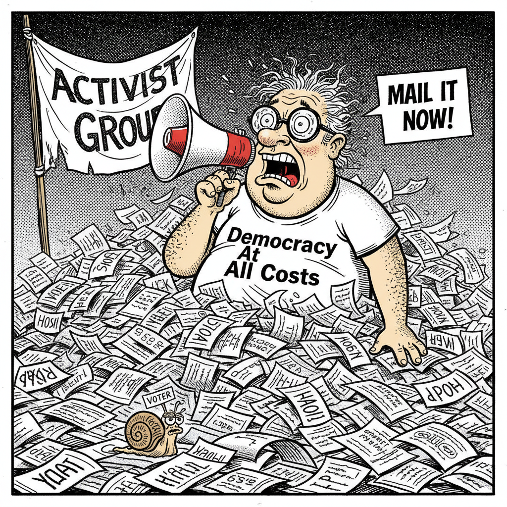 ELECTION 'EXPERTS' DEMAND MAIL BALLOTS NOW, NOOZHAWK LOVES THE RUSH