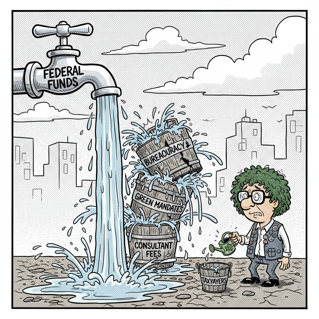 FED WATER MONEY FLOODS LIBERAL POCKETS, TAXPAYERS DROWN IN BUREAUCRACY