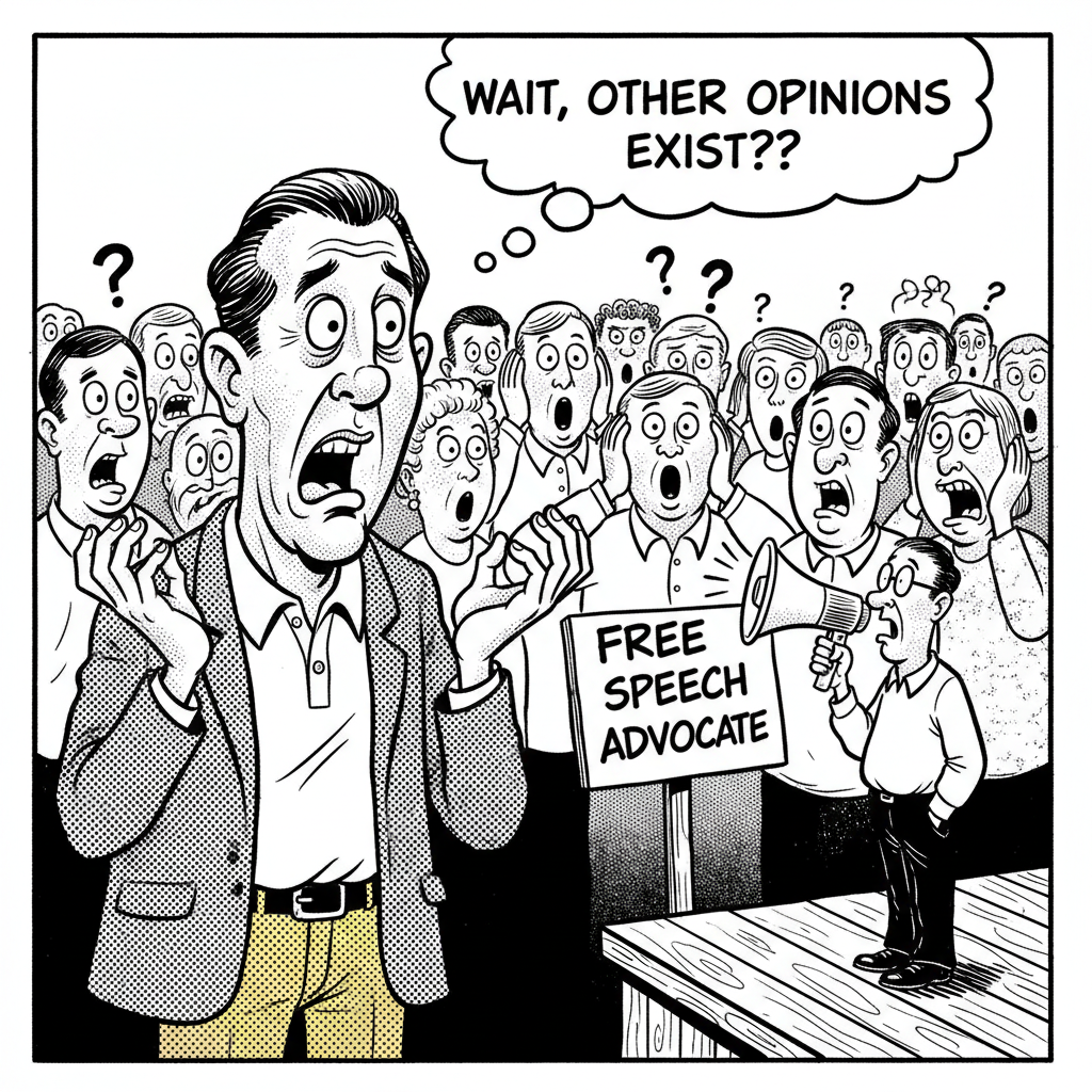 FREE SPEECH LECTURE SHOCKS LOCALS: 'PEOPLE HAVE DIFFERENT OPINIONS?'