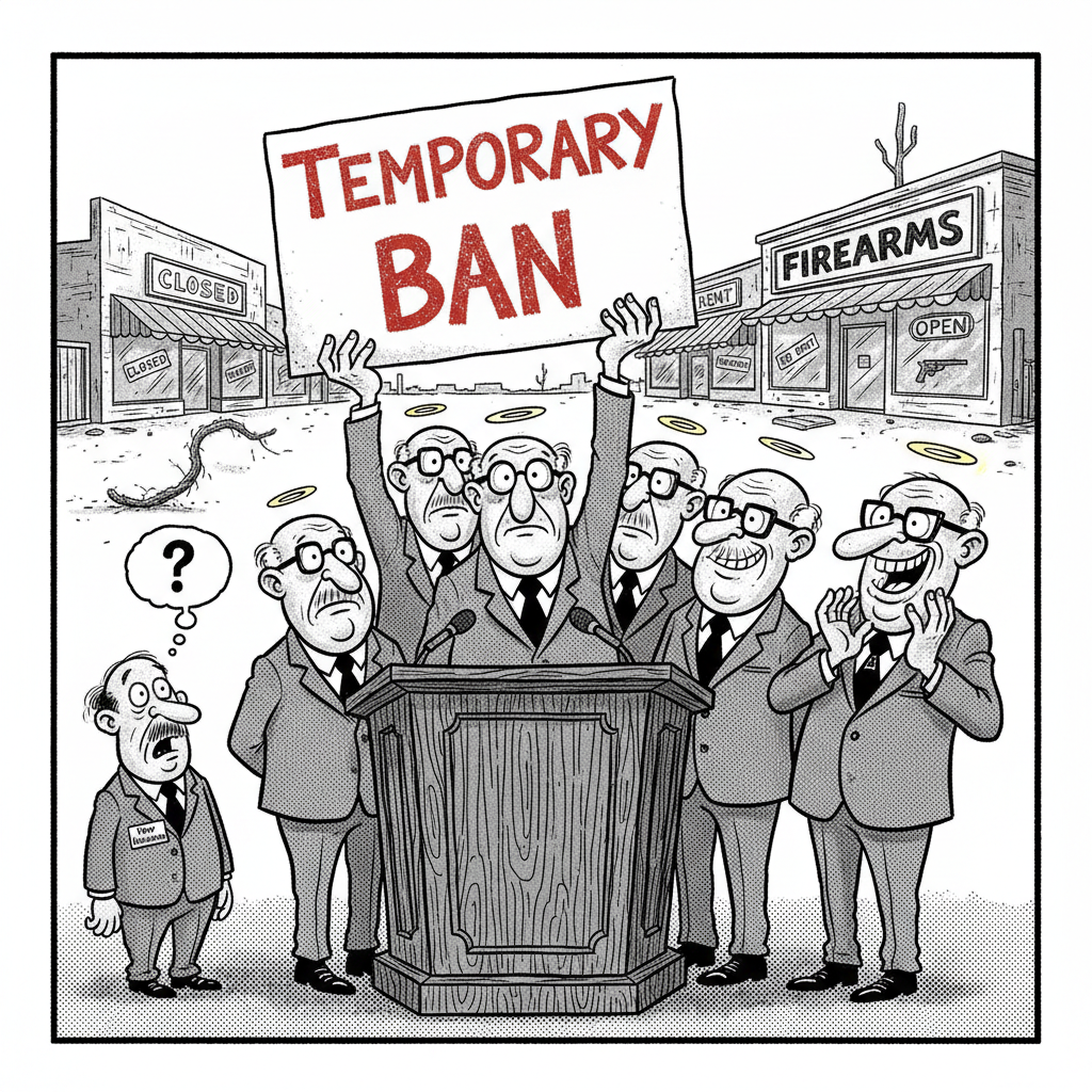 GOLETA'S LATEST ACT OF SELF-PARODY: A 'TEMPORARY' GUN SHOP BAN
