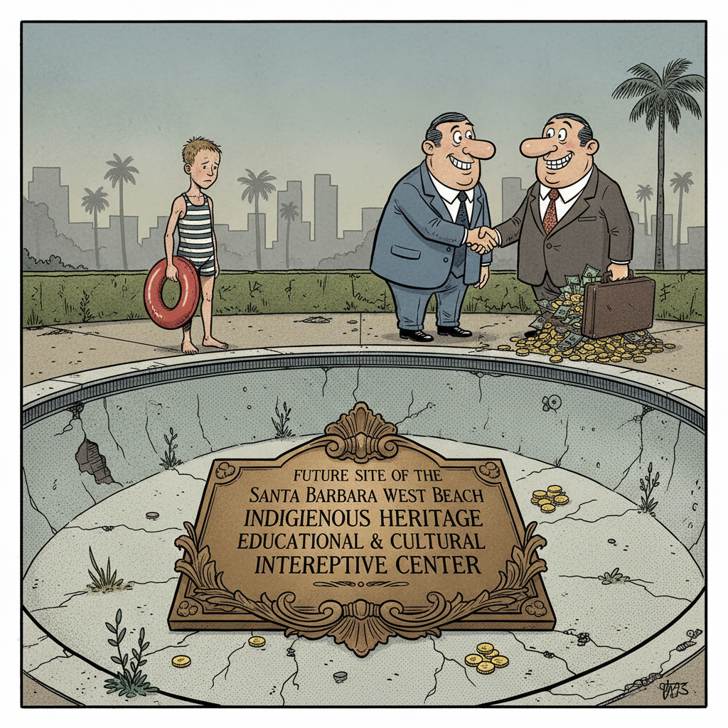HARBOR COMMISSION CONSIDERS 'CULTURAL CENTER' FOR WADING POOL: MORE TAX DOLLARS DOWN THE DRAIN?