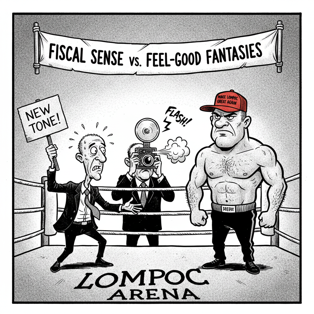 LOMPOC MAYORAL MUDDLES: IS 'NEW TONE' LIBERAL-SPEAK FOR 'MORE SPENDING'?