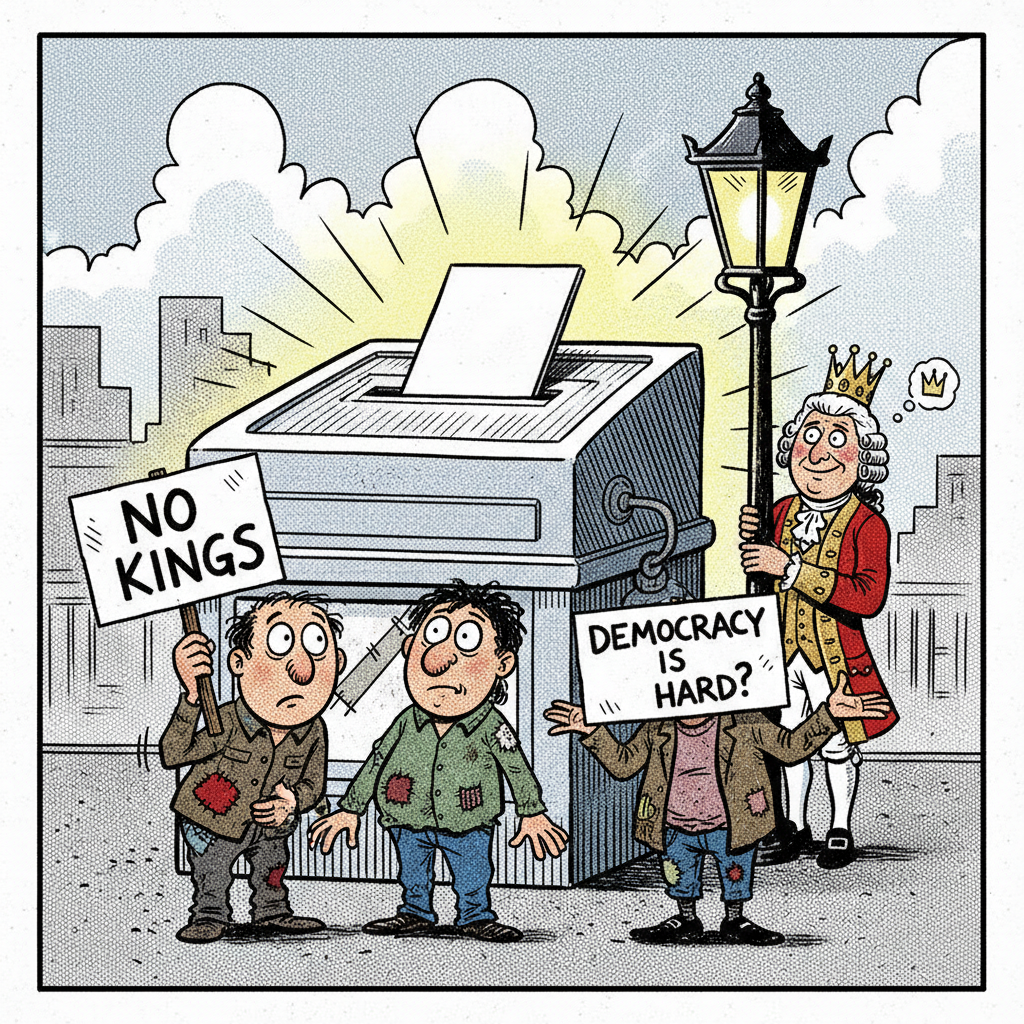 LOMPOC'S 'NO KINGS' RALLY CROWNS ITSELF FOOLISH: DEMOCRACY TOO COMPLICATED?