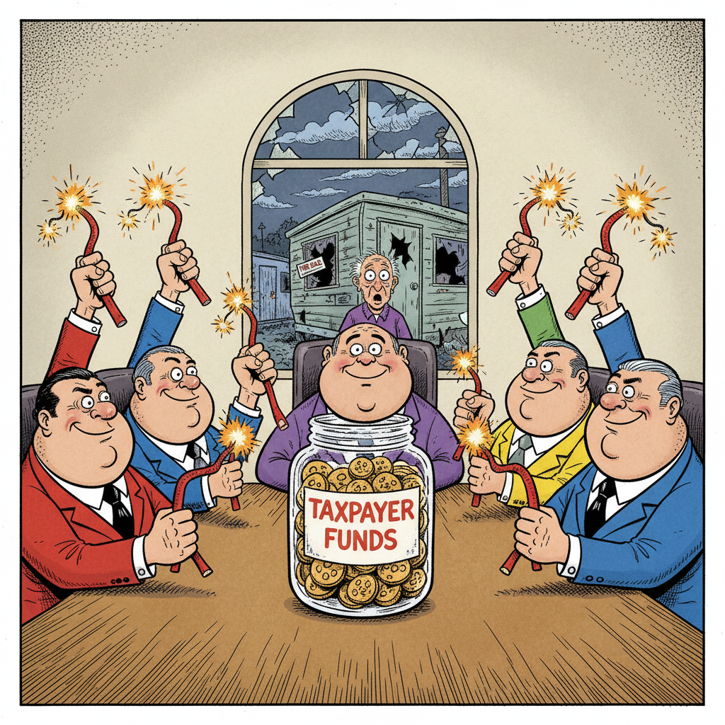 SANTA MARIA'S TINY HANDS GRAB FOR BIGGER PILE!