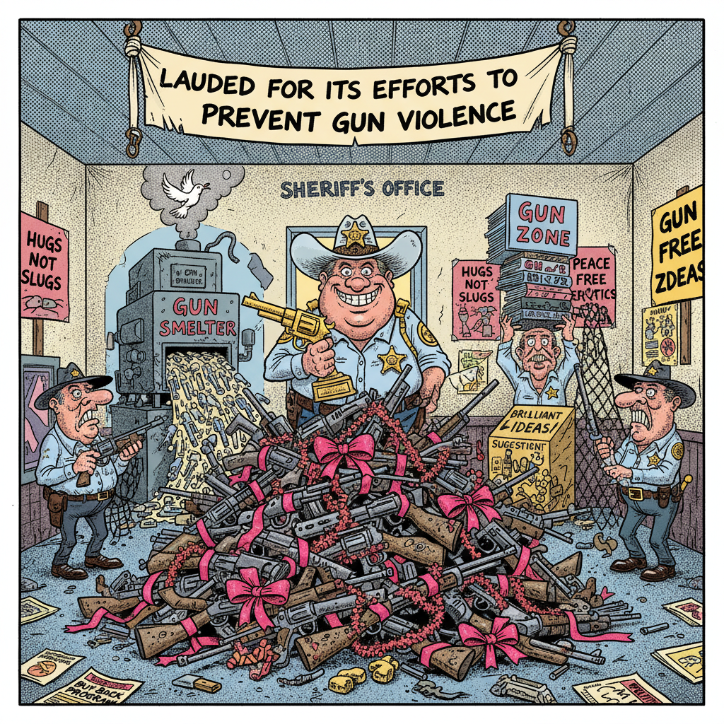 SHERIFF'S OFFICE GETS AWARD FOR 'PREVENTING GUN VIOLENCE' AS CRIMINALS STILL HAVE GUNS