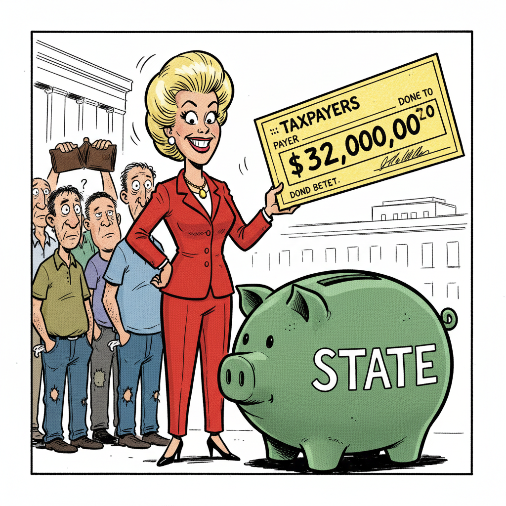 STATE DOLE DUMP: ADDIS ANNOUNCES $32M FROM YOUR WALLET, FOR HER PALATE