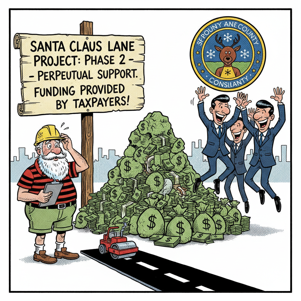 SUPERVISORS' SANTA CLAUS LANE SLEIGH RIDE: $120K FOR 'SUPPORT' ON TWO MILES!